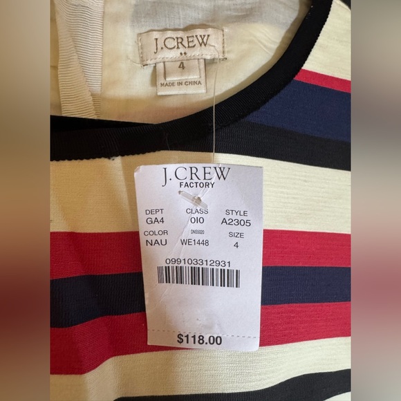 J Crew NWT Multicolor Stripe Dress, Size‎ 4 - Picture 5 of 8